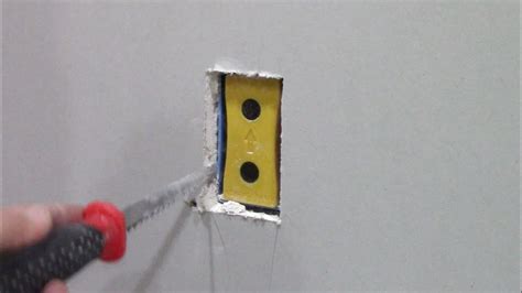 cut out electrical boxes drywall|installing outlet box in drywall.